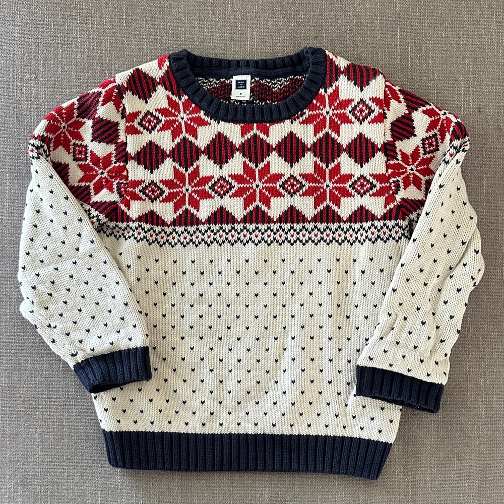 Janie and Jack Red and Cream Kids Sweater